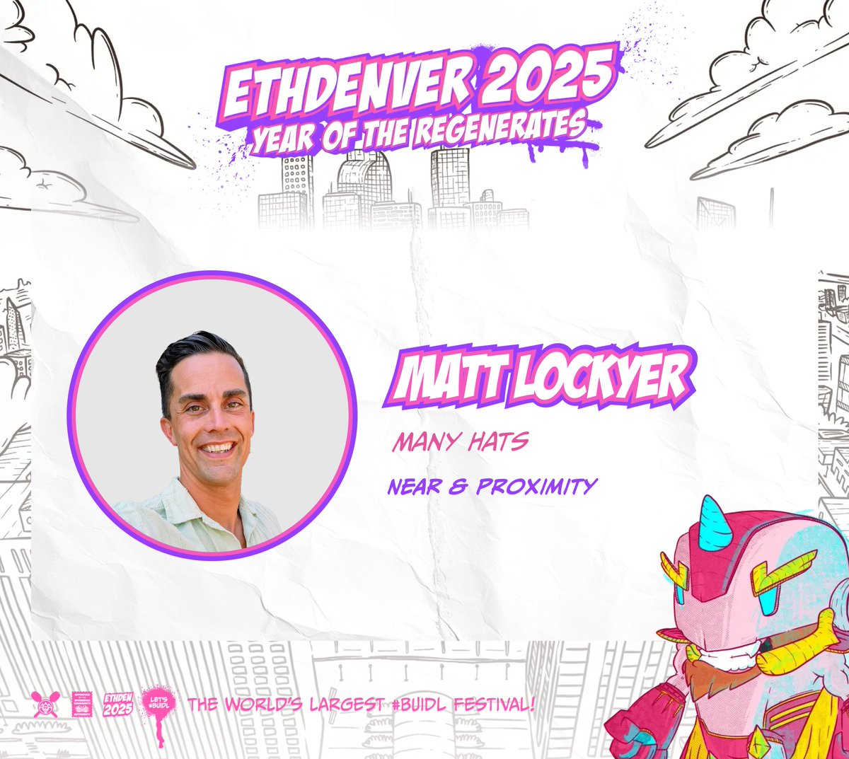 EthereumDenver's tweet photo. Speaker Announcement! 📣

We’re thrilled to welcome @mattdlockyer from @proximityfi to the ETHDenver 2025 stage! https://t.co/s2ciaDbtcb
