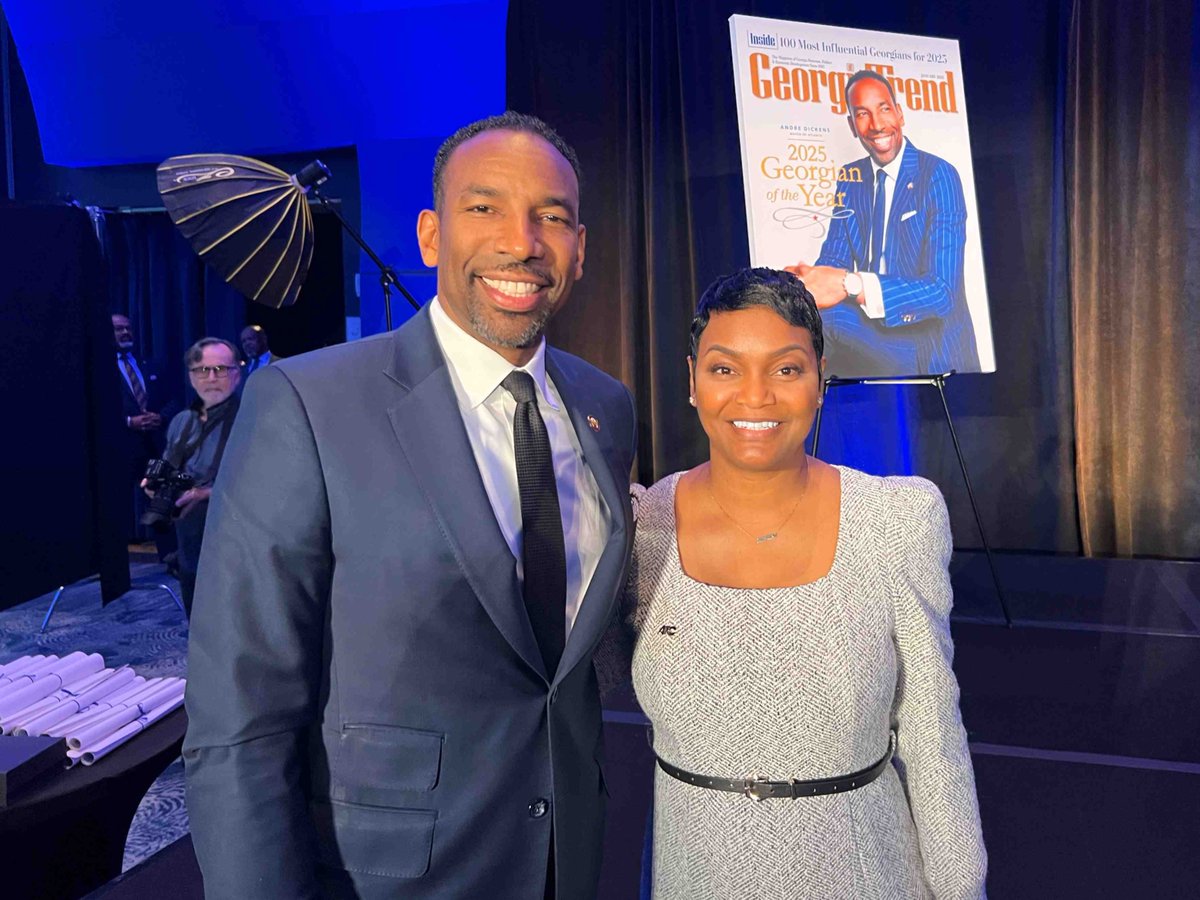 AtlantaRegional's tweet photo. Congrats to Board Chairman, Atlanta Mayor Andre Dickens, who was honored today as Georgian of the Year by @GeorgiaTrend. Our Executive Director/CEO Anna Roach was named among the 100 Most Influential Georgians! Their dedication and leadership are helping us create #OneGreatRegion https://t.co/ADywCVCPOw