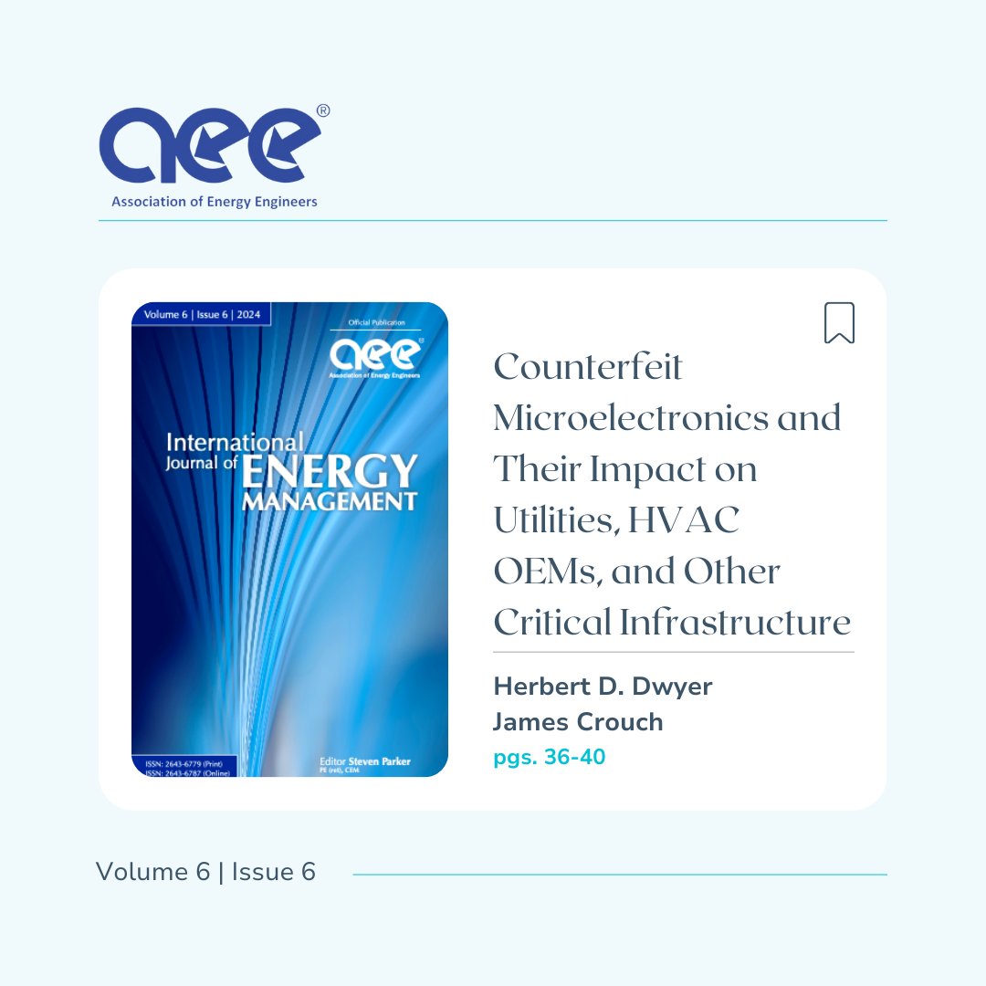 EmpowerEquity's tweet image. Counterfeit microelectronics are disrupting utilities &amp;amp; HVAC. EMPEQ CEO @HerbertDwyer &amp;amp; CTO James Crouch explore the risks in IJEM 2024 (Vol. 6, Issue 6). Don’t miss this eye-opening read!

@aeecenter #FastSiteSurvey #EMPEQ #CounterfeitElectronics #IndustryRisks #TechSecurity