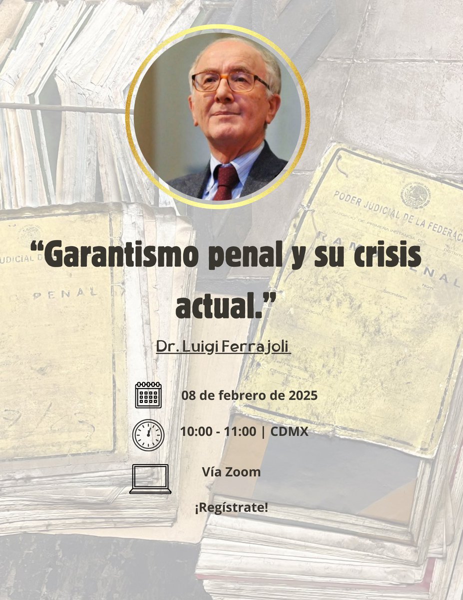 📣Me congratula invitarles al primer  #WebinarGratuito del 2025 💻🛜con un invitado de lujo: el Dr. Luigi Ferrajoli ⚖️🇮🇹✨ 

✅¡Regístrate gratis! 
⚠️Cupo limitado 

🗓️ 08 de febrero de 2025
🕰️ 10:00 am

Liga de registro 👇🏼 us06web.zoom.us/meeting/regist…