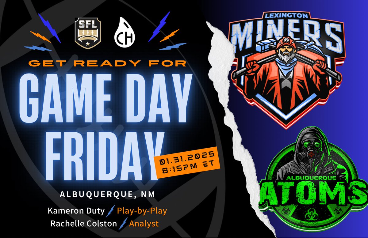 Lexington Miners (@lexminers_sfl) on Twitter photo The Miners are headed to the desert! Lexington faces off against the <a href="/AlbuquerqueAtom/">Albuquerque Atoms</a> in week 05 and we’re looking to #MuckEm up. Watch the game on Friday, streaming at 8:15PM ET via the Virtual Football Network on YouTube. The Miners are headed to the desert! Lexington faces off against the <a href="/AlbuquerqueAtom/">Albuquerque Atoms</a> in week 05 and we’re looking to #MuckEm up. Watch the game on Friday, streaming at 8:15PM ET via the Virtual Football Network on YouTube.