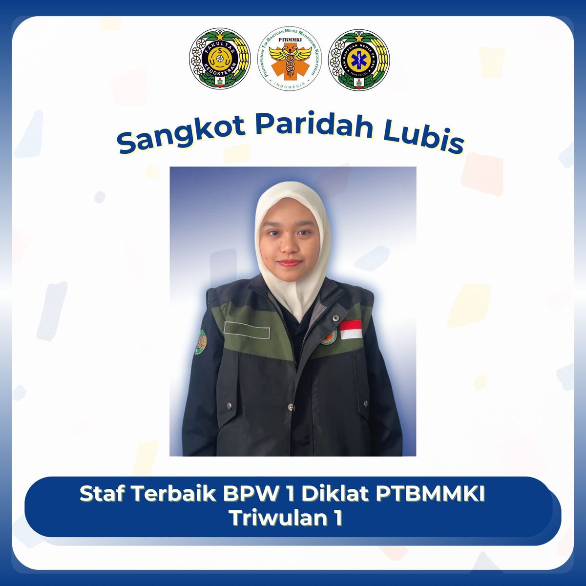 tbmfkusu's tweet photo. Selamat kepada Kakanda “Sangkot Paridah Lubis (TBMFKUSU-21-08)” sebagai Staf Terbaik BPW 1 Diklat PTBMMKI Triwulan 1 Periode 2024/2025 

Selamat kepada “Melissa Angelina Wu (TBMFKUSU-23-08)” sebagai Staf Terbaik BPP Diklat PTBMMKI Triwulan 1 Periode 2024/2025 https://t.co/0GZSTQP99s