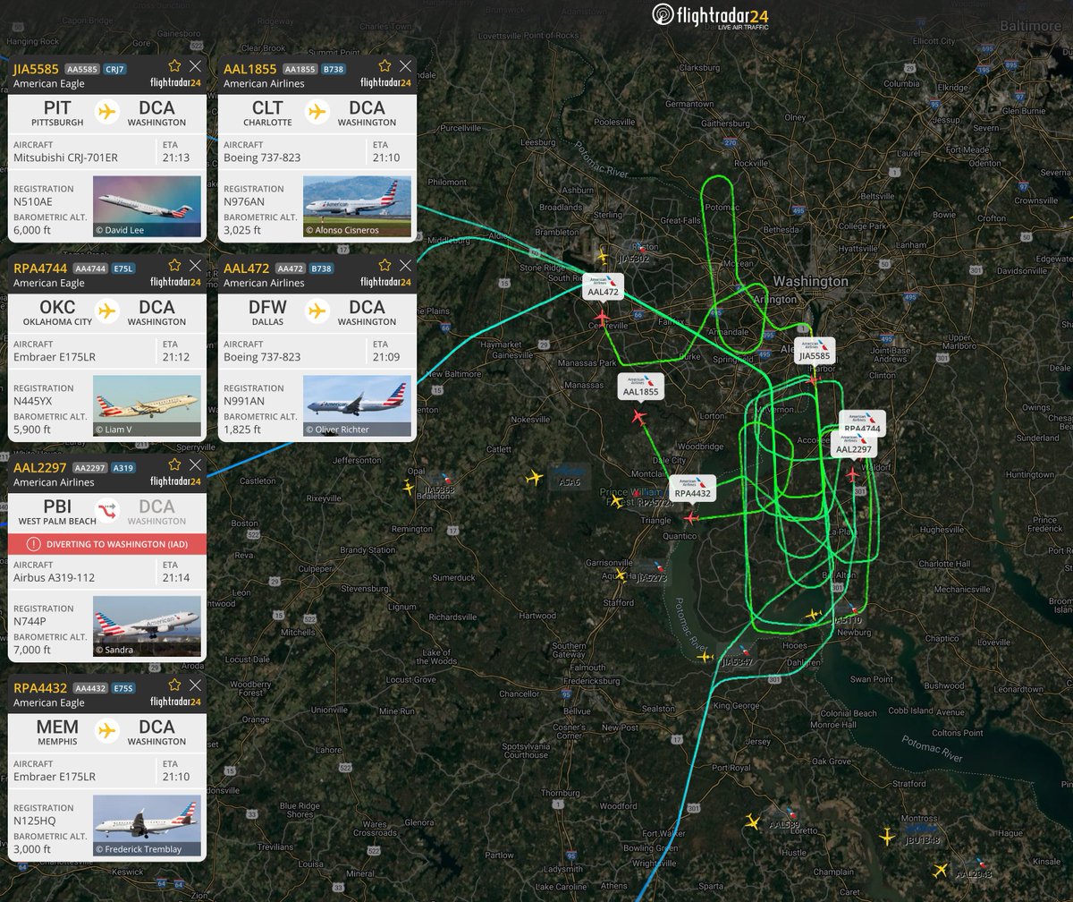 flightradar24's tweet photo. There has been an incident at DCA airport in Washington. The airfield is currently closed until further notice. We will share more details as we learn them. https://t.co/lLXXcrHoqX https://t.co/LMuR71t336
