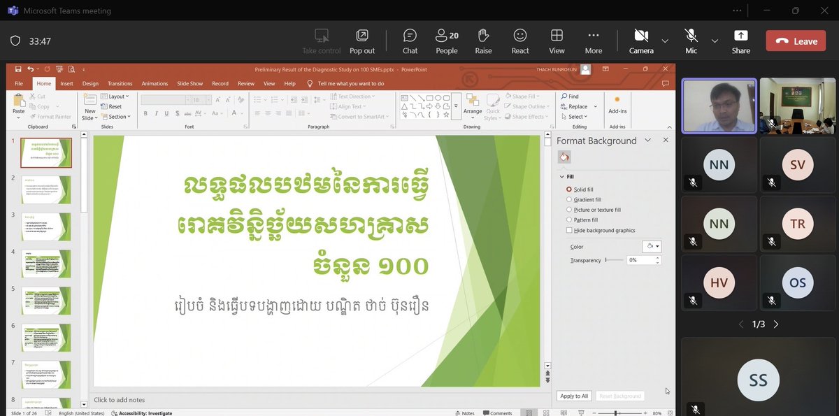 PonlokChomnes's tweet image. On 27 Jan 2025, #PonlokChomnes’ #InnovationPartner, NUBB concluded their #ValidationWorkshop on Preliminary Results of the Diagnostic Study on 100 #SMEs and the Preparation of the Management and Technology Training Program.

Read detail here: policypulse.org/events/policy-…