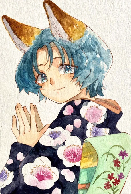 フレームレス作品 きつねの姉妹ちゃんです (左あられ、右みぞれ) #四季着彩