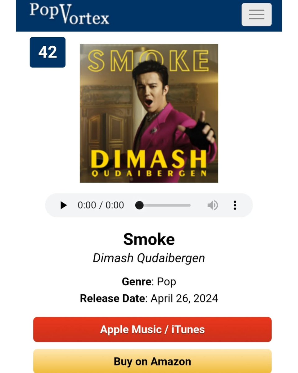 dimash_usa's tweet photo. Pop Vortex shows Dimash’s "Smoke" currently at #42 on iTunes US pop chart. 

Dears in the US, please download/buy the song and share it with everyone you know so that it can continue to climb the charts! 🙏🏻🎶🔥

@dimash_official
@ antodotcom
#dimash #music 
#weloveyouintheusa https://t.co/GYqyKg7BC5