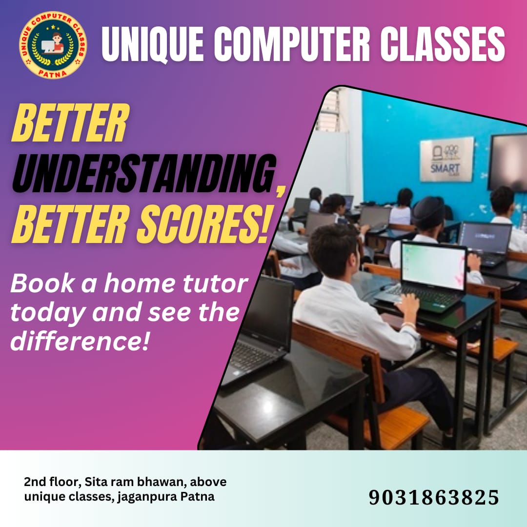 uniquecomputer0's tweet image. 💻✨ Better understanding, better scores! 📊 Join Unique Computer Classes and boost your learning with expert guidance. 🚀📚

📍 2nd Floor, Sita Ram Bhawan, Above Unique Classes, Jaganpura, Patna

#UniqueComputerClasses #ComputerEducation #TechSkills #DigitalLearning