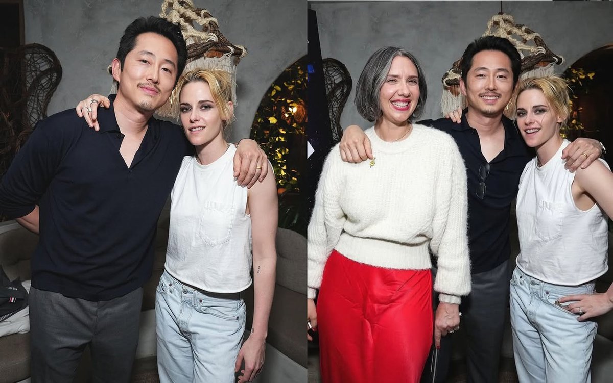 kgaystew's tweet photo. kristen stewart,steven yeun and sam zuchero | the 'love me' premiere after party in LA https://t.co/MRUlcx1ojK