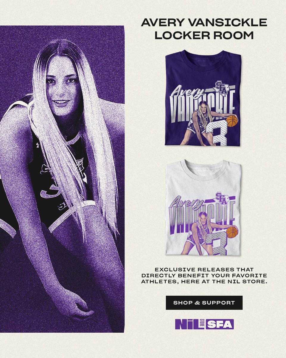 SFANILStore's tweet photo. Exclusive Merch Drop🚨 Support Avery by shopping her new merch LIVE in her locker room on the SFA NIL Store.

Shop: https://t.co/GwLXKcpUO0

#sfawbb #sfanilstore https://t.co/kC6WCV4f9p