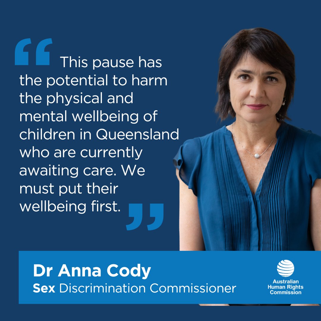 Sex Discrimination Commissioner Dr Anna Cody has raised concerns on the pause in Stage One and Two hormone therapies for people under 18 through the Queensland’s public health system. You can read her comments here: loom.ly/oRN0utA