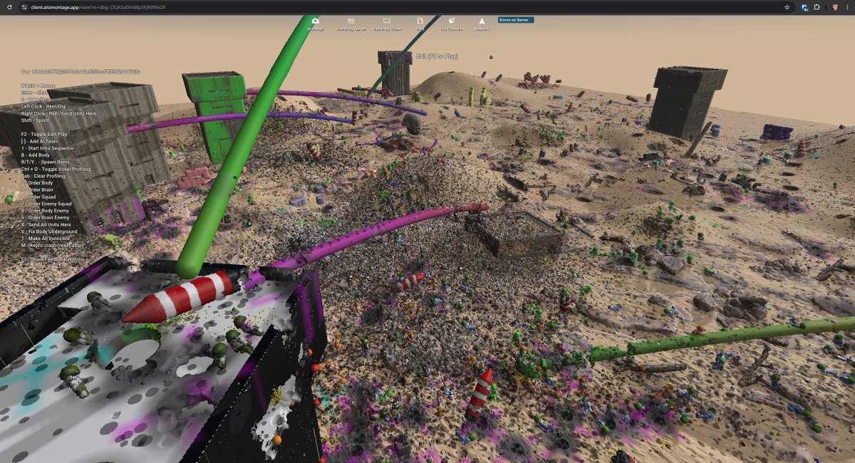 atomontage_com's tweet image. What if you let two AI bot teams duke it out overnight on a persistent #VirtualMatter battlefield in the cloud? 💥☁

#CortexCommand 3D coming to browsers, app stores, and XR HMDs so very soon - stay tuned 🚀🧠