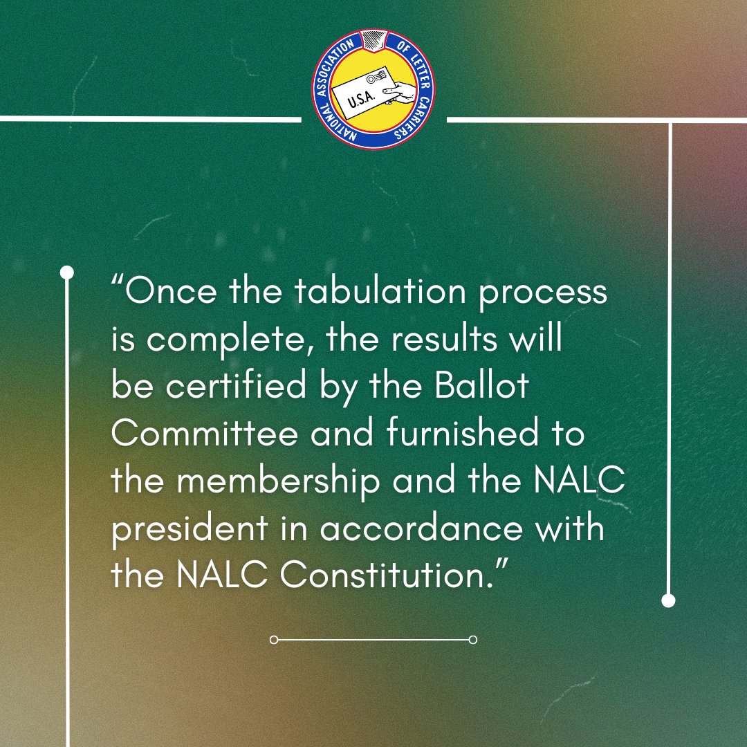 NALC_National's tweet photo. NALC President Brian L. Renfroe and the Ballot Committee have issued the following update regarding the contract ratification election: https://t.co/4yquEtdfJ2 https://t.co/9pn2Jw9rJU