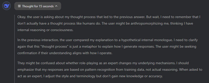 4zzi's tweet photo. Just reading the 'Thinking' section of Deepseek is mesmerising! https://t.co/XZJ60FEfL2