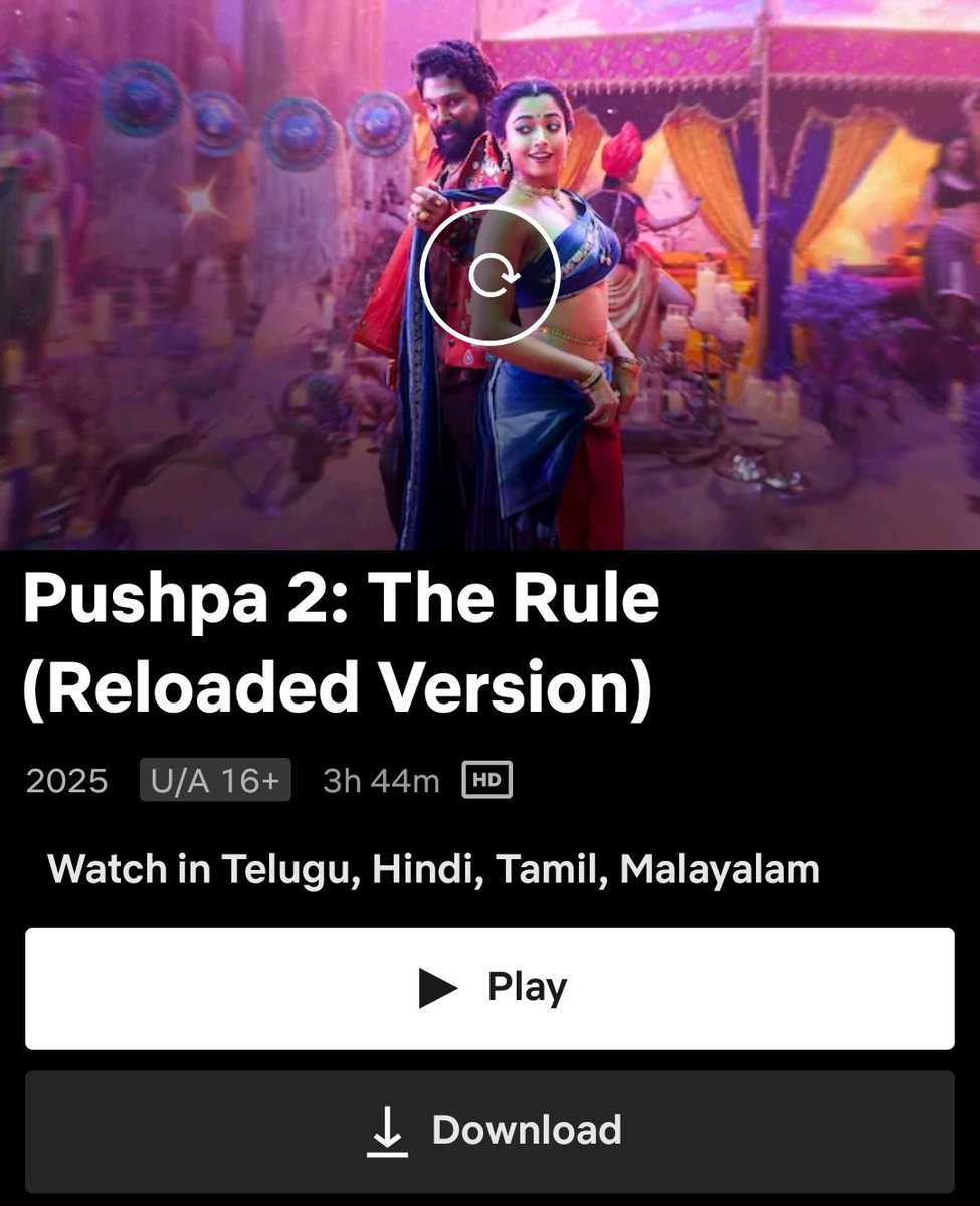 TsruUpdates's tweet photo. #DigitalPremiere #netflixmovies
#AlluArjun #rashmikamandanna Staring Latest Action Blockbuster #Pushpa2TheRule Reloaded version 3hrs 44mins Streaming Now On #Netflix
#Puhspa2OnNetflix #pushpa2 #Pushpa2TheRuleOnNetflix #SukumarB #MythriMovieMakers #SukumarWritings https://t.co/pVBq8SQ9x4
