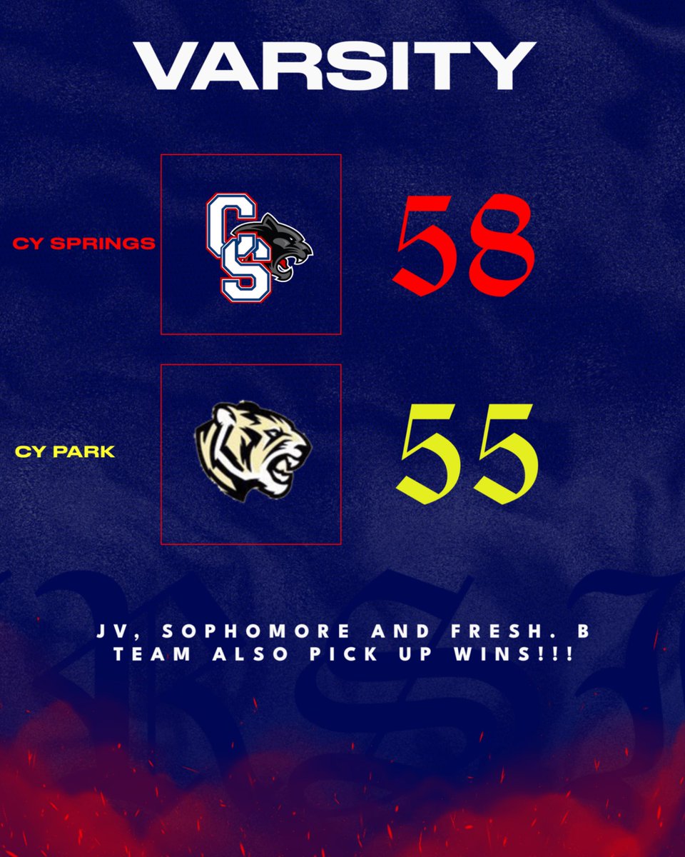 Panthers WIN in OT!!! 

Leading Scorers:

• Royal Mayfield - 13p (@Royalmayfield2)
• Ashian Ray - 13p (<a href="/AshianRay21/">Ashian Ray</a>)
• Ife Bolaji - 12p (<a href="/iiamIfebolaji11/">Ife</a>)

<a href="/RcsSports/">Jim Hicks</a> <a href="/djones8301/">Doug Jones</a> <a href="/Springs_Sports/">Cy Springs Athletics</a>