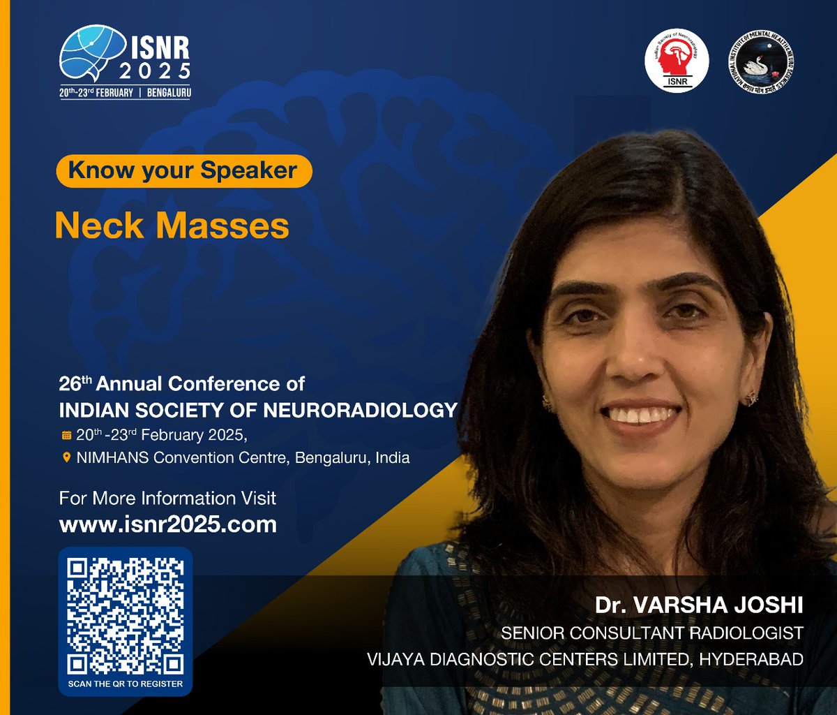 This isn't just another conference. Every detail has been meticulously curated to bring together the brightest minds, covering the full spectrum of brain, spine, and head &amp; neck imaging. And would it be complete without the incredible Varsha Joshi? Absolutely not!