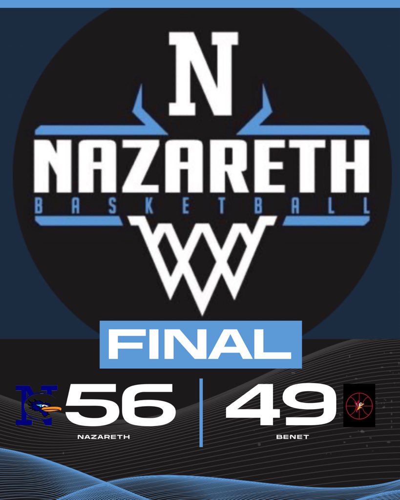 Nazareth GBB (@nazarethgbb) on Twitter photo 🚨Nazareth 56 - Benet 49🚨
🏀von Schlegell - 13pts
🏀Sakalas -12pts
🏀Towne - 12pts
🏀Shelton - 10pts
🏀Austin - 5pts
🏀Moore - 3pts
Naz moves to 22-2 (6-1 ESCC)
#RideTheWave #WhyNotUs
<a href="/pgh_lisa/">PrepGirlsHoopsLisa</a> <a href="/jwelge96/">Joshua Welge</a> <a href="/K_Williamsmedia/">Kyle W</a> <a href="/mikeclarkpreps/">MikeClarkPreps</a> 🚨Nazareth 56 - Benet 49🚨
🏀von Schlegell - 13pts
🏀Sakalas -12pts
🏀Towne - 12pts
🏀Shelton - 10pts
🏀Austin - 5pts
🏀Moore - 3pts
Naz moves to 22-2 (6-1 ESCC)
#RideTheWave #WhyNotUs
<a href="/pgh_lisa/">PrepGirlsHoopsLisa</a> <a href="/jwelge96/">Joshua Welge</a> <a href="/K_Williamsmedia/">Kyle W</a> <a href="/mikeclarkpreps/">MikeClarkPreps</a>