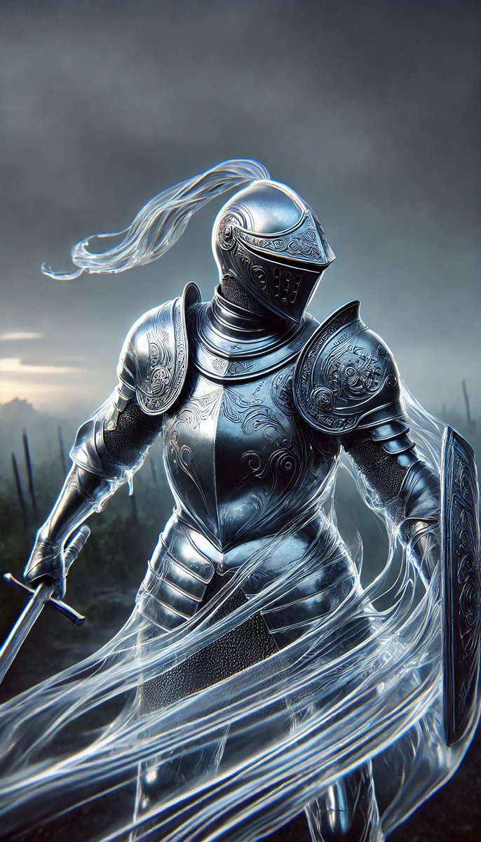 The Hydrogen Knight. The metal struggles to maintain its solidified state, movement emits the gas. 

#AIart #aiartcommunity #AIArtistCommunity #AIartists