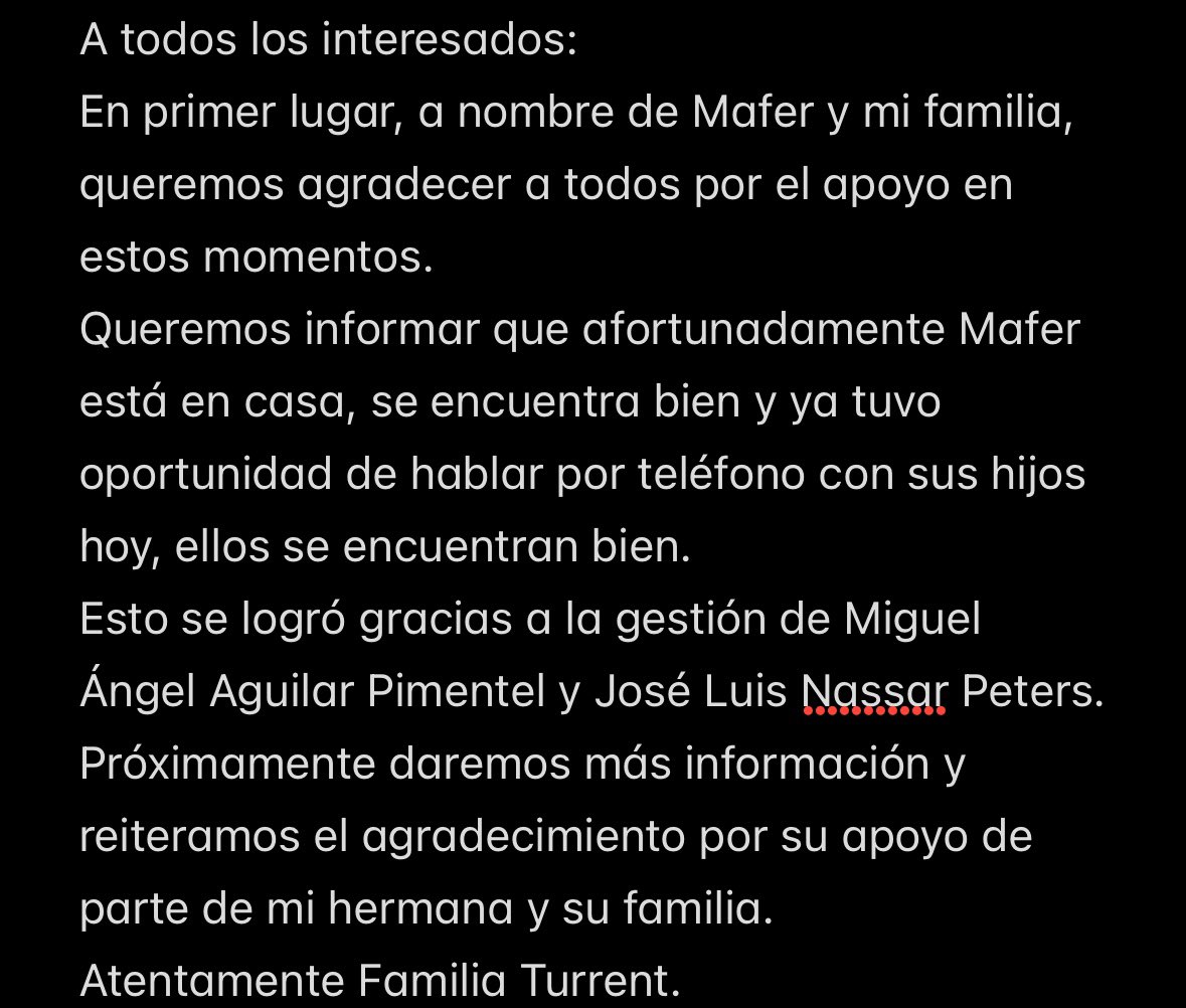 A todos los interesado en el caso de mi hermana #MaferTurrent