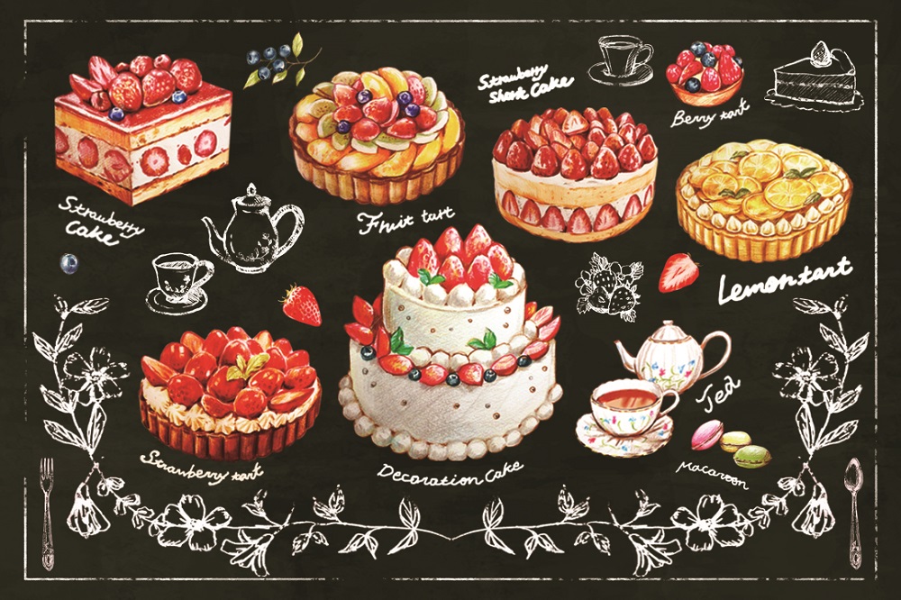 中位の画用紙に描く‼️ ケーキミタイナセカイインザカラフル。