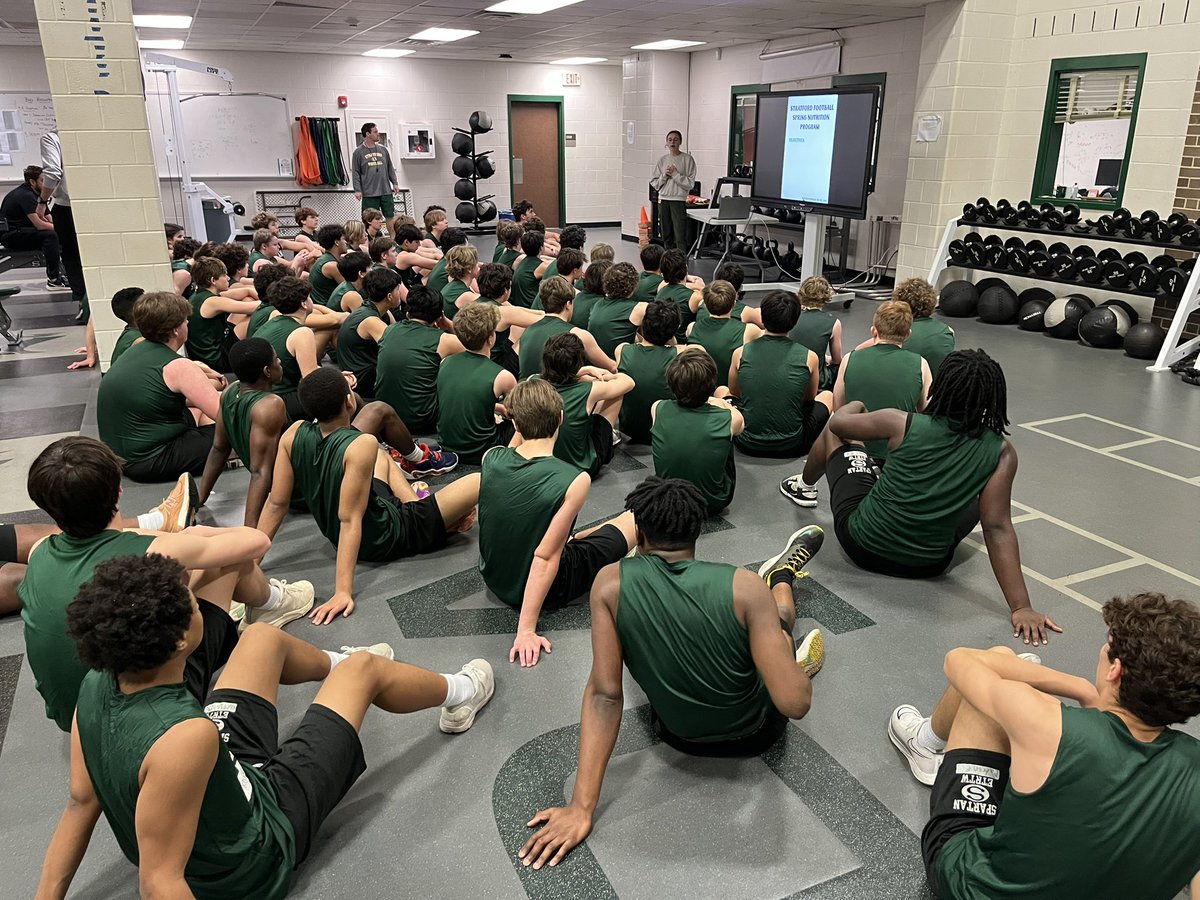 Thanks to <a href="/FuelingSpartans/">Stratford Sports Nutrition</a> for visiting with our <a href="/StratfordFB1/">Stratford Spartan Football</a> players today! This is a huge part of us reaching the next level! #SpartanPride