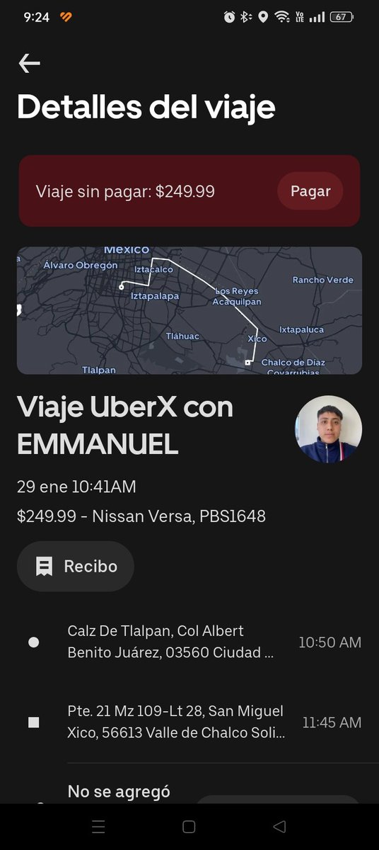 PcAlfredd's tweet photo. Hola @Uber_MEX @Uber Hice un viaje  hoy por la mañana, y el conductor no registro mi pago;  le pagué en efectivo y solo se quedó el dinero sin registrar el pago. SOS https://t.co/BOlhRoIzYe