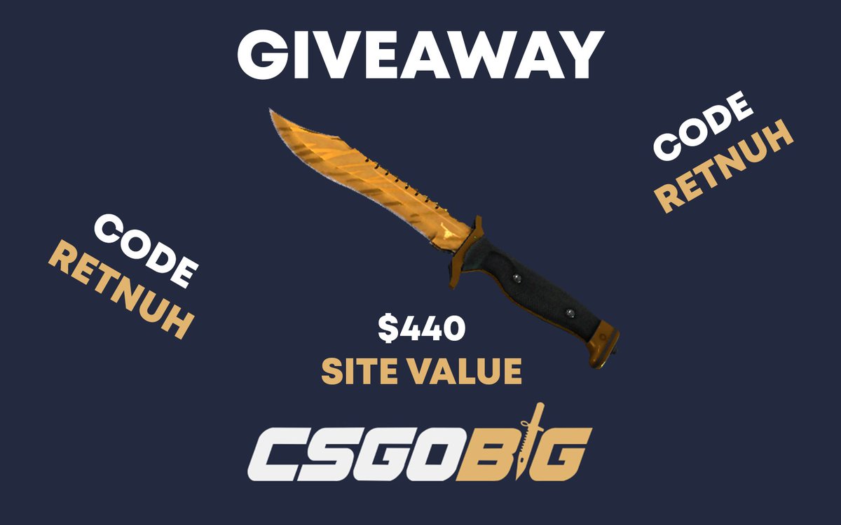 retnuhKICK's tweet photo. We are giving away a Bowie Knife Tiger Tooth for CSGOBig users

Every 50 coins under code "retnuh" that you deposit is 1 ticket. So 200 coin deposit gives you 4 tickets and so on and so forth.

Giveaway will be rolled on stream on February 7th.

Good Luck

https://t.co/uCE00RaP5c https://t.co/rYTD6mxlMj
