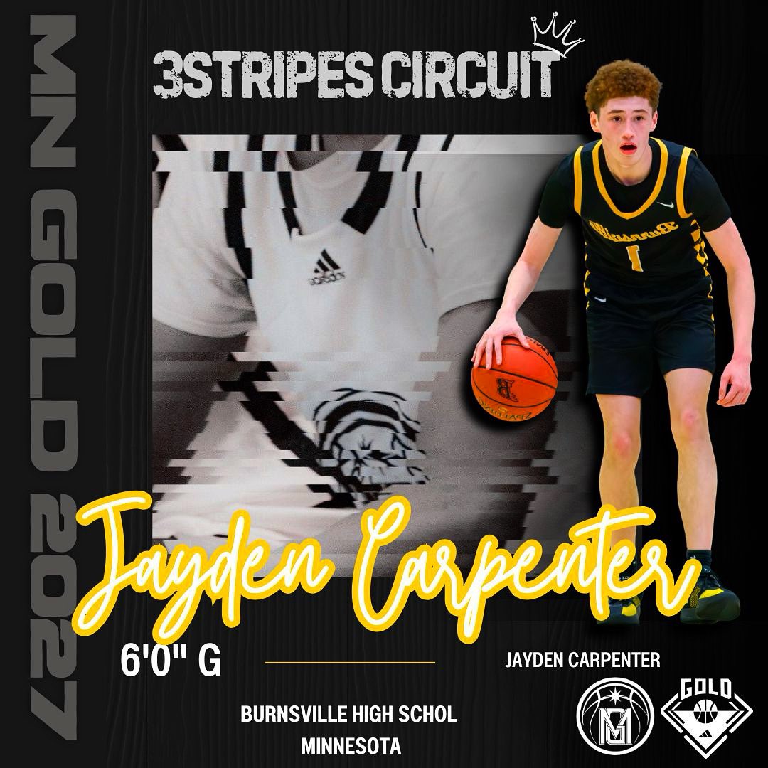 Big welcome to <a href="/Jaydencarp01/">Jayden Carpenter</a> ! 
🔥 A certified two-way threat out of Burnsville High School 

🚀 #D1MNGold #CertifiedBucket <a href="/3StripesGOLD/">3Stripes GOLD Basketball</a> <a href="/adidasD1MN/">D1 Minnesota</a> <a href="/TheUncommitted0/">The Uncommitted</a> <a href="/UnsignedMidwest/">Midwest Unsigned</a> @SpencerC_PH <a href="/NorthstarHoops/">Northstar Hoops</a> <a href="/PHCircuit/">Prep Hoops Circuit 🏀</a> @co