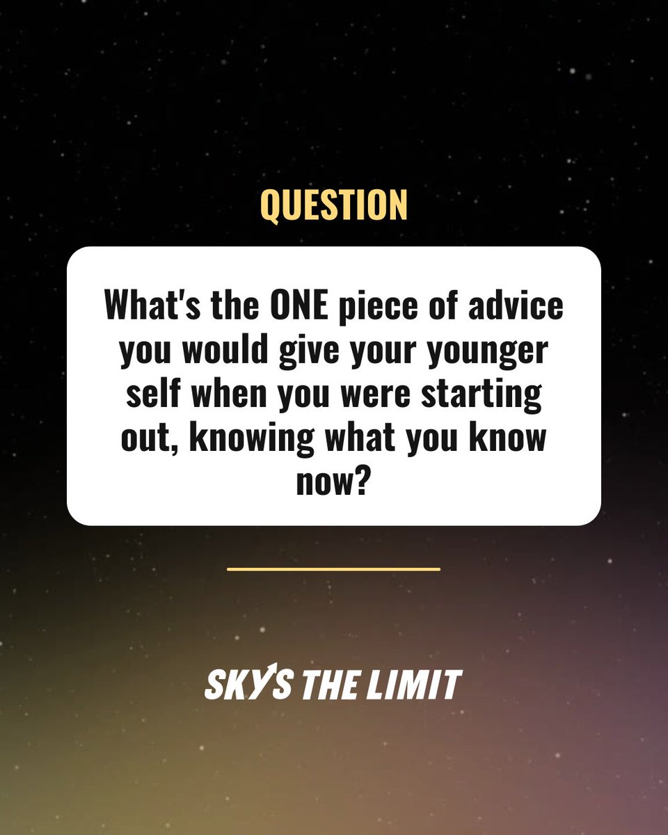 What's the ONE golden nugget of wisdom you'd share with your younger self about #entrepreneurship? ✨ Share your advice!
​
Join us today and connect with a community ready to support your success → hubs.la/Q034DRGg0

#SkysTheLimit #STL #BusinessTips #Community