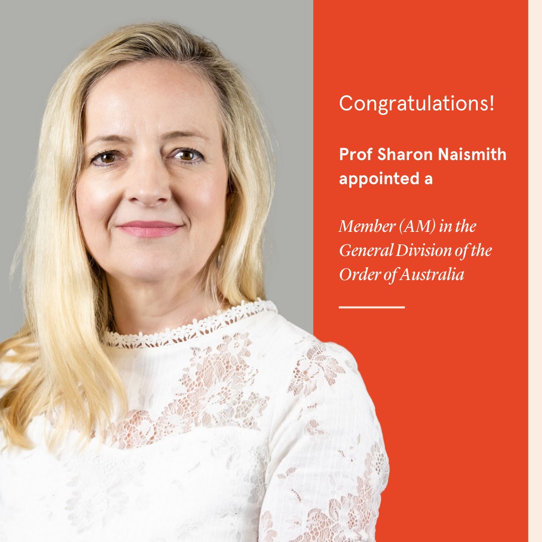 Brain & Mind Centre (@brainmind_usyd) on Twitter photo Congrats to <a href="/Prof_Naismith/">Sharon Naismith, AM, FASSA</a> appointed Member of the Order of Australia (AM) for service to neuropsychology, part. dementia, through medical research and clinical practice.
Read -> bit.ly/USYDhonours
#LeadershipForGood
<a href="/Sydney_Science/">Sydney Science</a> <a href="/UsydPsych/">USYD Psychology</a> <a href="/HBAProgram_USYD/">Healthy Brain Ageing Program, University of Sydney</a> Congrats to <a href="/Prof_Naismith/">Sharon Naismith, AM, FASSA</a> appointed Member of the Order of Australia (AM) for service to neuropsychology, part. dementia, through medical research and clinical practice.
Read -> bit.ly/USYDhonours
#LeadershipForGood
<a href="/Sydney_Science/">Sydney Science</a> <a href="/UsydPsych/">USYD Psychology</a> <a href="/HBAProgram_USYD/">Healthy Brain Ageing Program, University of Sydney</a>