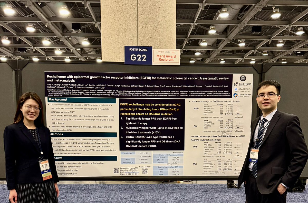 amyhuangmd's tweet image. ➡️ #ASCOGI25 Our merit award-winning meta-analysis on EGFRi rechallenge for metastatic colorectal cancer:

🔴 EGFRi rechallenge: significantly ⬆️ PFS than EGFRi-free systemic therapy, esp. for RAS/RAF-wild type mCRC

Mentor @ronanhsieh 
@fredhutch
@UConn 
@DanaFarber 
@cityofhope