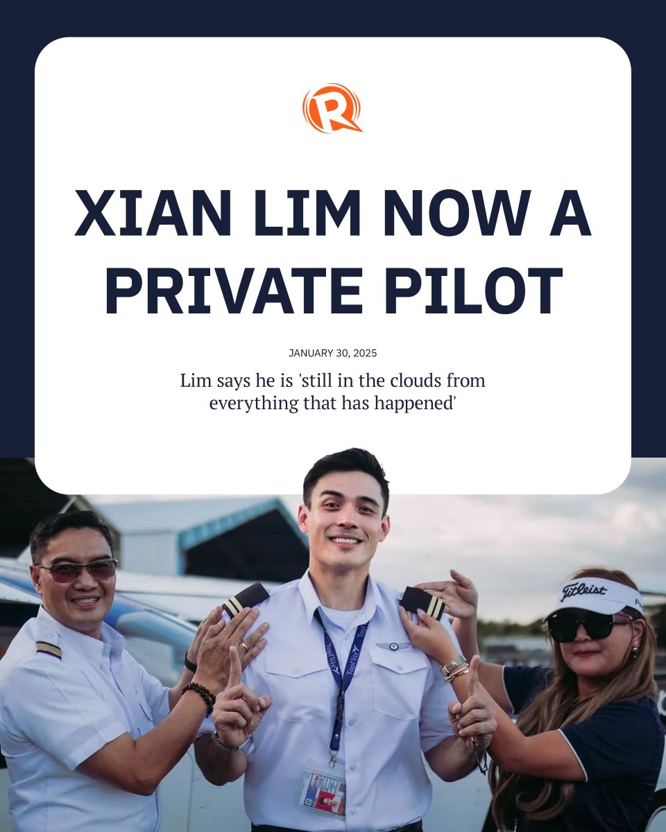 rapplerdotcom's tweet photo. Actor-director Xian Lim has expanded his list of talents as he is now officially a private pilot. 

Read more here: https://t.co/aIwhWySQI3 https://t.co/HMRnzYh9J4