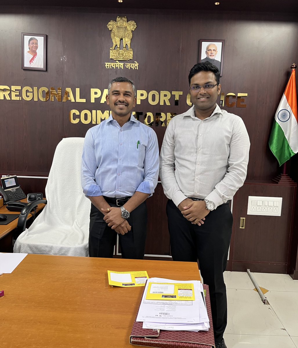 Protector of Emigrants, Chennai (@poechennai) on Twitter photo Shri Rajkumar M (<a href="/poechennai/">Protector of Emigrants, Chennai</a>) and Shri Sathish Kumar (<a href="/rpocbe/">Regional Passport Office, Coimbatore</a>) met today to discuss a potential collaboration on raising awareness about safe and legal emigration.
<a href="/ProtectorGenGOI/">Protector General of Emigrants</a> <a href="/SecretaryCPVOIA/">Arun Kumar Chatterjee</a> Shri Rajkumar M (<a href="/poechennai/">Protector of Emigrants, Chennai</a>) and Shri Sathish Kumar (<a href="/rpocbe/">Regional Passport Office, Coimbatore</a>) met today to discuss a potential collaboration on raising awareness about safe and legal emigration.
<a href="/ProtectorGenGOI/">Protector General of Emigrants</a> <a href="/SecretaryCPVOIA/">Arun Kumar Chatterjee</a>