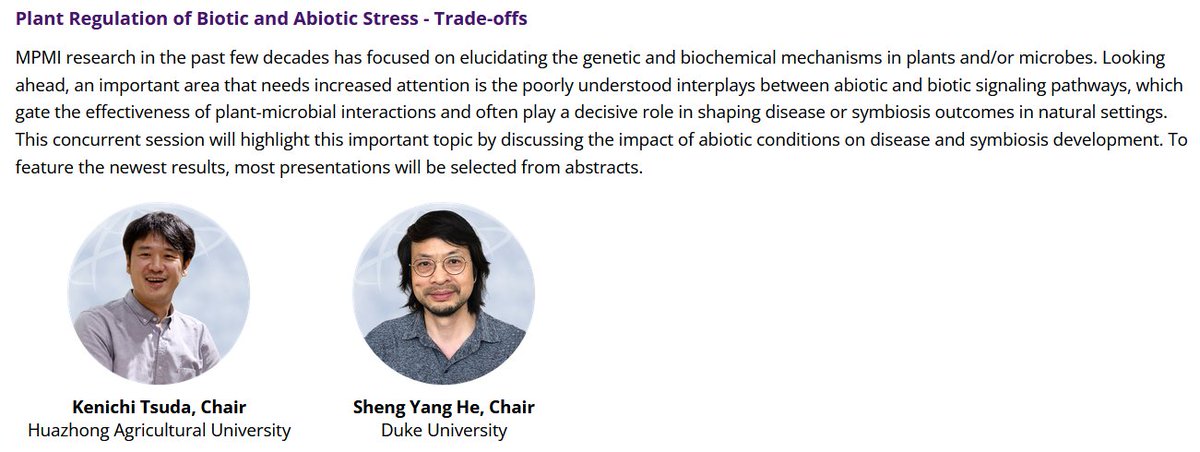 Sheng Yang and I will host an ISMPMI 2025 session on Plant Regulation of Biotic and Abiotic Stress - Trade-offs. We will exclusively select talks from abstracts. Please consider our session!

The deadline is March 11 2025.

ismpmi.org/Events/2025Con…
