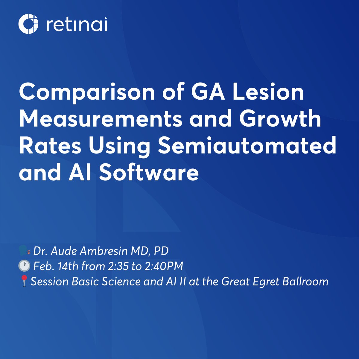 🎉 We are proud to share that leading Retina experts will present their latest findings using RetinAI Discovery® at Macula Society Annual Meeting, taking place from February 12th to 15th in Charlotte Harbor, Florida.💡Mark your calendars for February 14th:
retinai.com/events/macula-…