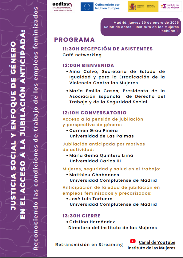 📢♀️ Hoy a las 12h, en colaboración con <a href="/InstMujeres/">Instituto de las Mujeres</a>, participamos en el conversatorio "Justicia social y enfoque de género en el acceso a la jubilación anticipada".

📽️Podéis seguir la retransmisión en: youtube.com/watch?v=SJG0uV…

¡Os esperamos!