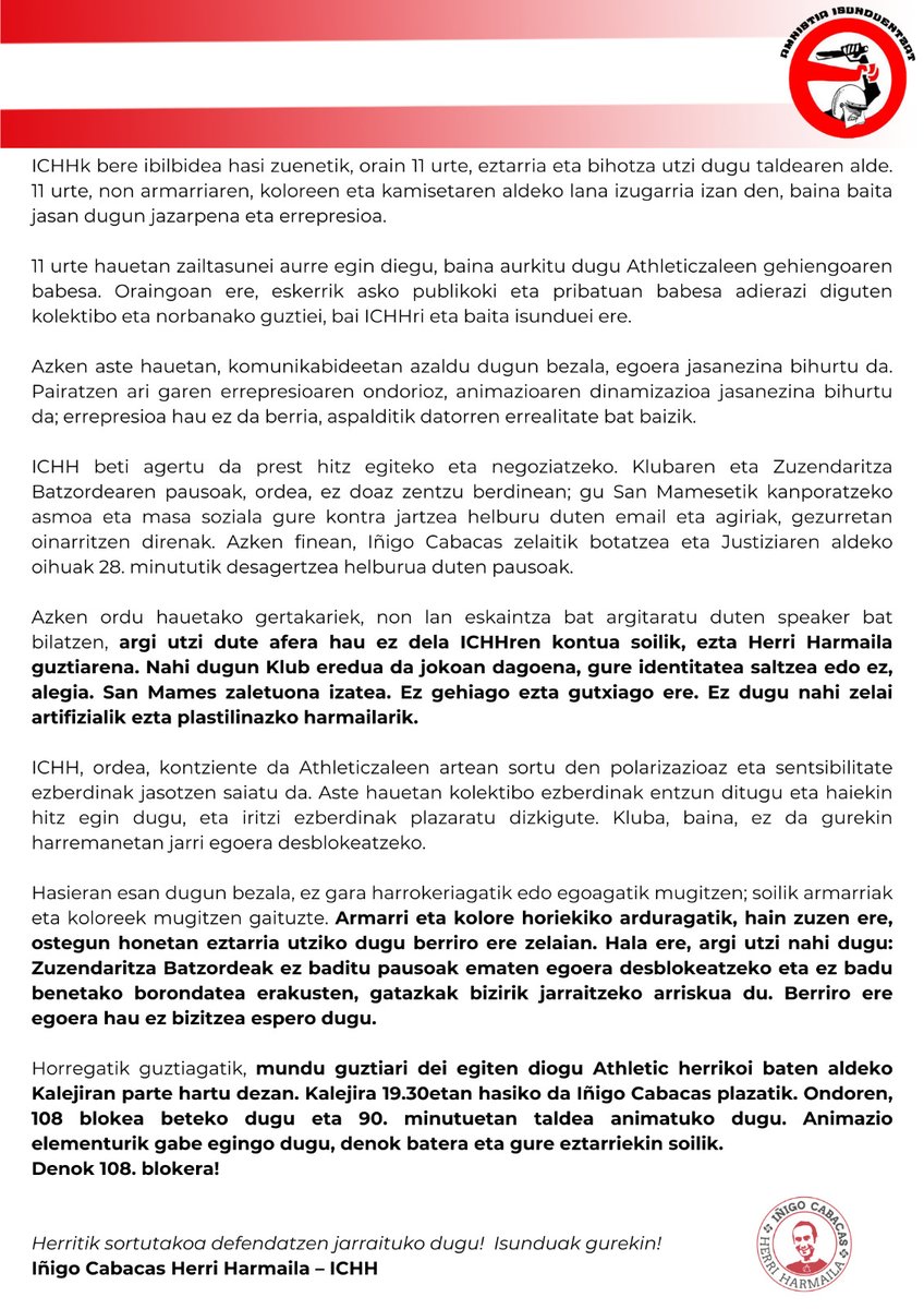 ICHHarmaila's tweet image. ICHHren agiria.

Comunicado de ICHH.