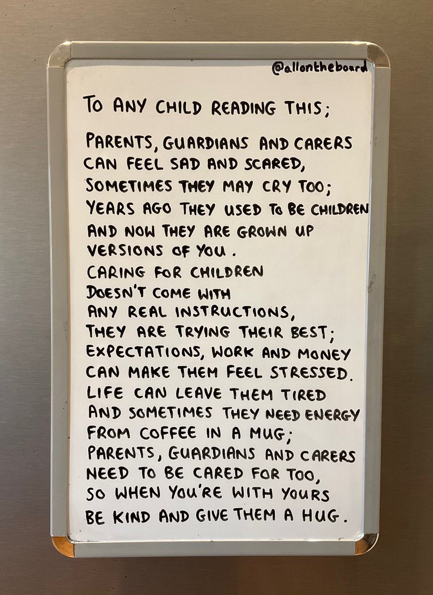 Parents, guardians and carers can feel sad and scared, sometimes they may cry too. When you’re with yours be kind to them and give them a hug. 

#ParentMentalHealthDay #PMHD