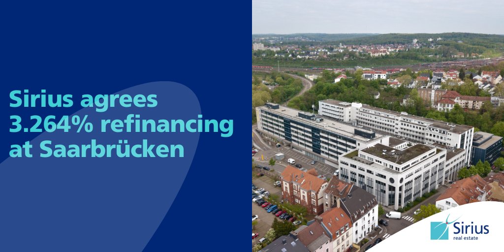 SiriusRE's tweet photo. Sirius Real Estate continues to attract financing at favourable rates, today securing a new €13 million refinancing package at 3.264% at our Saarbrücken business park in south-west Germany.

The news follows the announcement of our five-times oversubscribed bond raise earlier this month, which secured €350 million.

Saarbrücken is a major industrial and transport hub, and our 47,000 sqm Saarbrücken Office Center continues to perform - posting 78% occupancy as of September 2024 and delivering €2.9M in net operating income, a 20% increase since our acquisition in 2018.

Read more: https://t.co/L5rgT5TEE9
 
#SiriusRealEstate #Investment #Sustainability #ESG