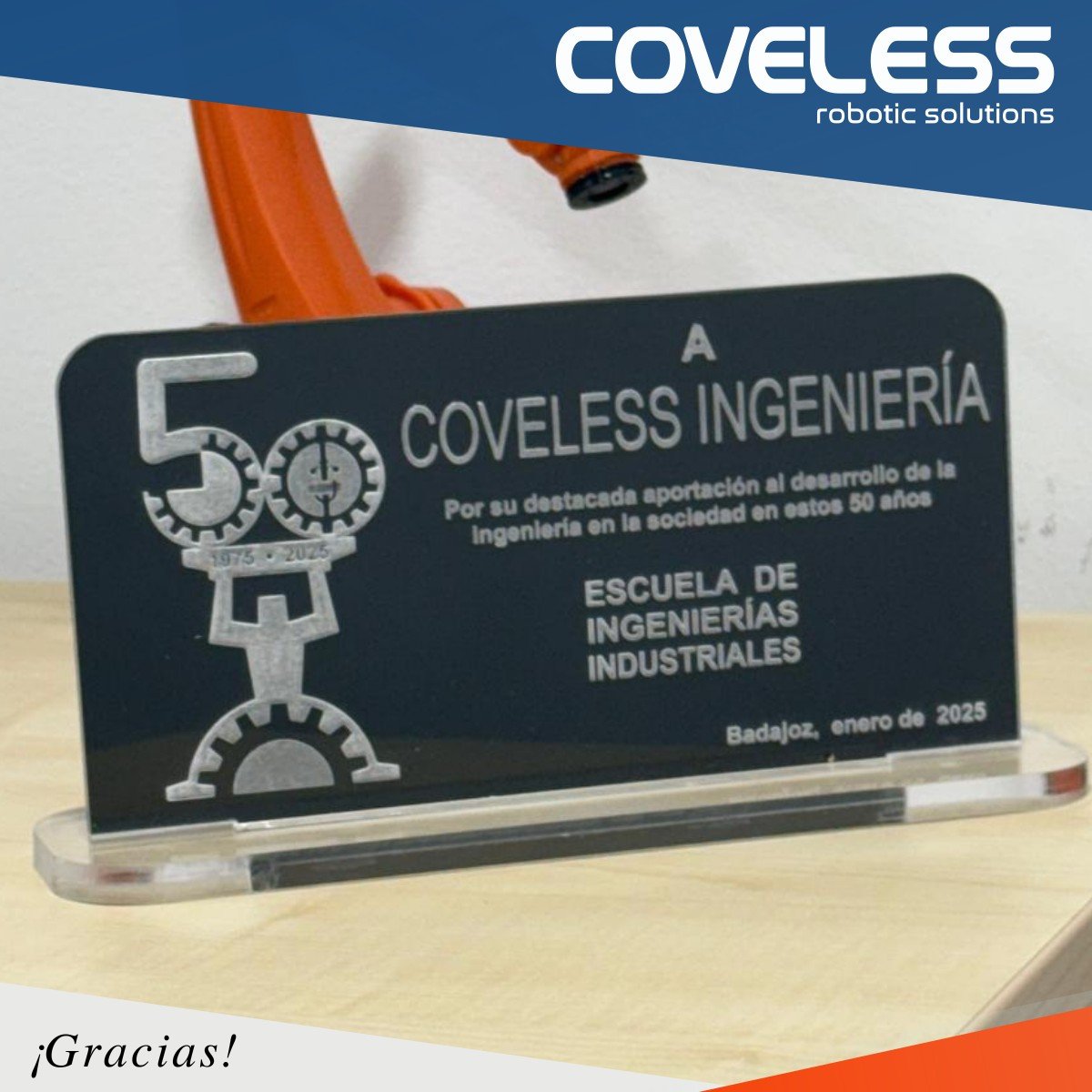 En Coveless, sentimos orgullo de ser una de las empresas reconocidas por la Escuela de Ingenierías Industriales (EII) de la Universidad de Extremadura en su 50 aniversario, destacando nuestra colaboración con la institución. 

🤝 ¡Gracias de parte de todo el equipo!