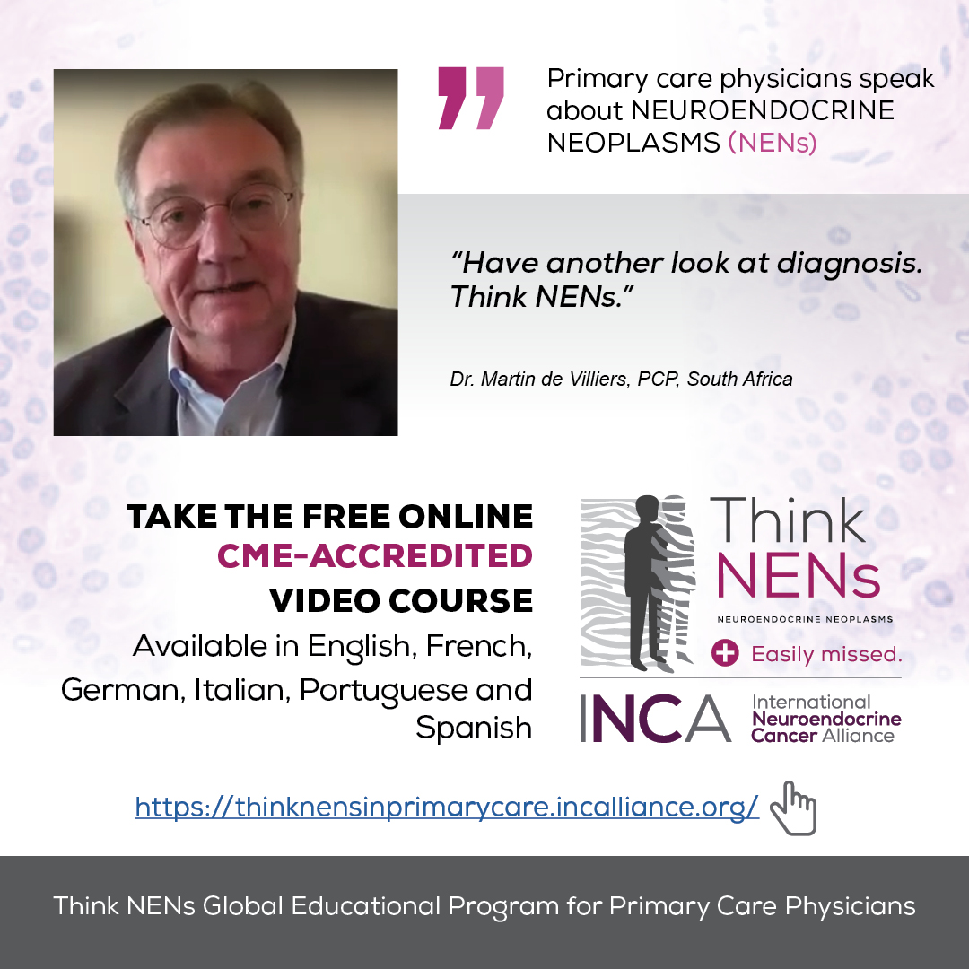 netcancerday's tweet photo. #PrimaryCarePhysicians who encountered NEN diagnosis can tell you best why to #ThinkNENs. 
📌Watch the videos and enroll in the free CME-accredited e-learning in 6 languages: https://t.co/vnPLO2OI6y #LetsTalkAboutNETs #ThinkNENs #generalpractitioners #MedEd https://t.co/2glIFGF6HL