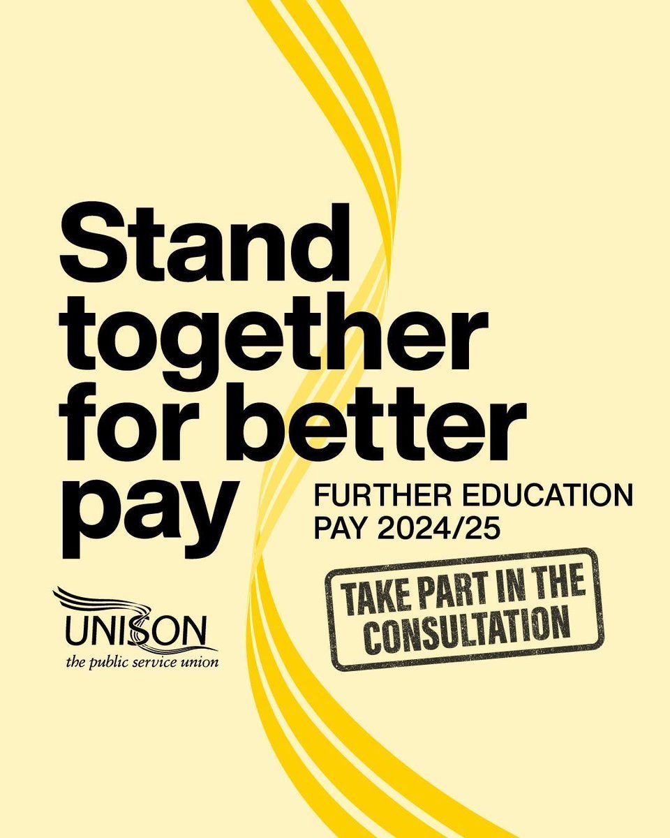 UNISON - UK's largest union (@unisontheunion) on Twitter photo Two weeks left to vote in the further education online consultation. You haven’t been given a meaningful or credible pay offer, so now it’s time to reject the proposed recommendation. Check your emails for the voting link and have your say! <a href="/UNISON_FE/">UNISON in Further Education</a>
unsn.uk/4hjIAJE Two weeks left to vote in the further education online consultation. You haven’t been given a meaningful or credible pay offer, so now it’s time to reject the proposed recommendation. Check your emails for the voting link and have your say! <a href="/UNISON_FE/">UNISON in Further Education</a>
unsn.uk/4hjIAJE