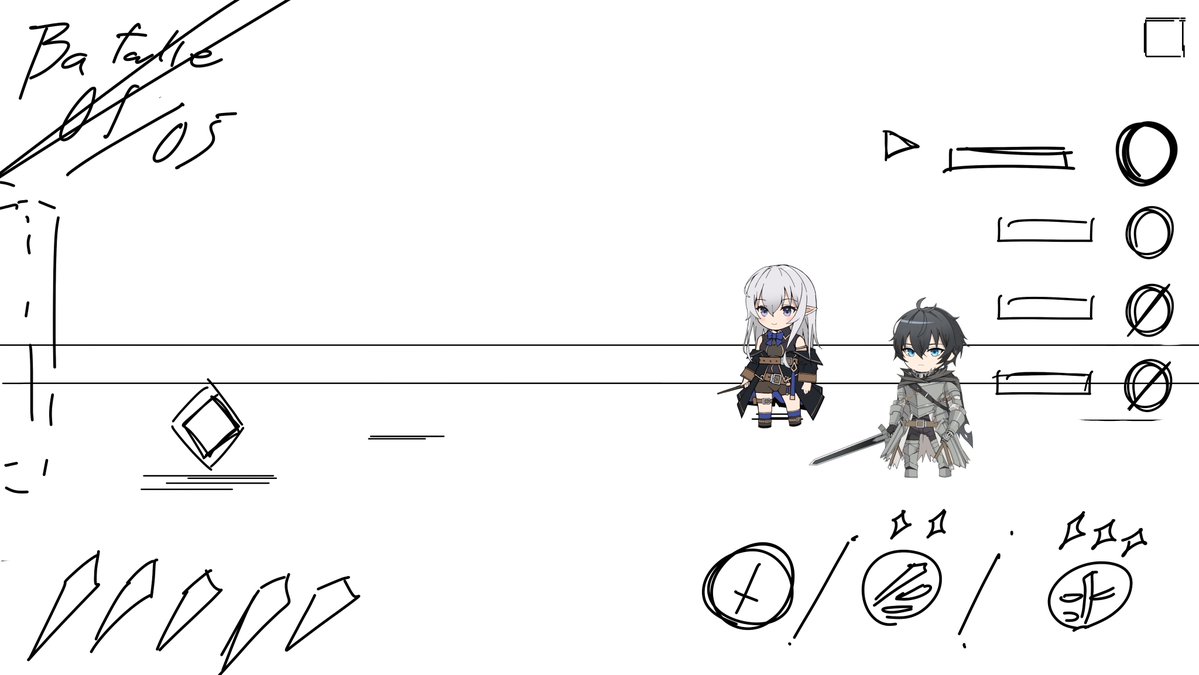 KingOf4082's tweet photo. 『ちら見せポケット！』
こちらは、「#KingofLight」の制作プロセスを少しだけお見せするコーナーです✨
第3回では、UIデザインにフォーカス！
制作の際、洋画とアニメの中間を意識してデザインしています！
#ゲーム開発 #indiegames   #IndieGameDev https://t.co/sodVQKxsa4