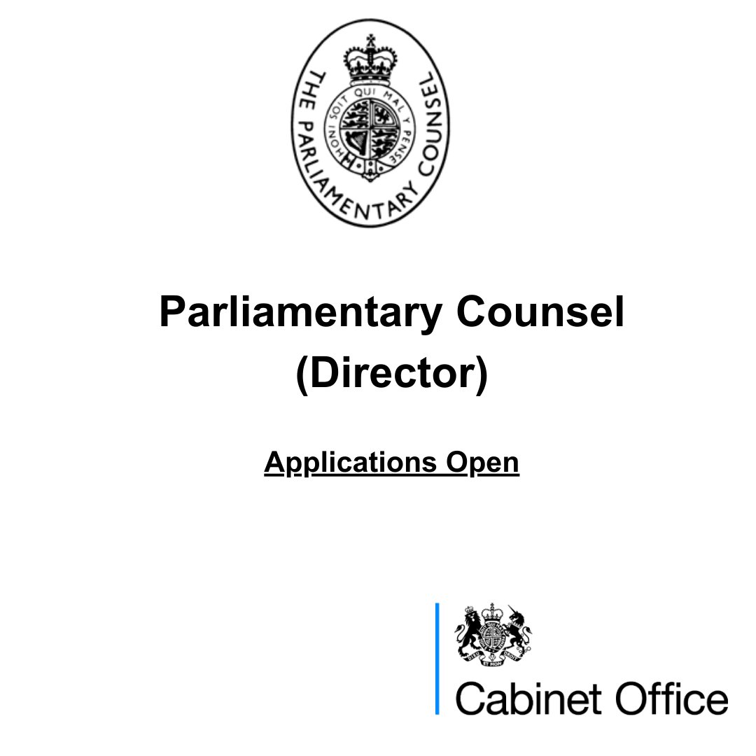 We are recruiting 2 Parliamentary Counsel Directors. The postholders will be responsible for delivering bills of all kinds and play a visible and effective leadership role on drafting projects, in their team and in the wider office. 

You can apply here⬇️
rb.gy/qkvryz