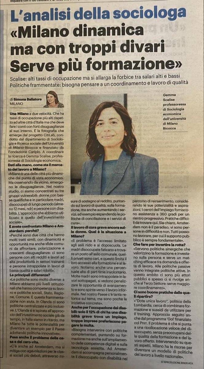 🗞️Si parla di <a href="/CITILabproject/">CITILab</a> su <a href="/ILGIORNOCronaca/">IL GIORNO Cronaca</a>  dove hanno intervistato la coordinatrice del progetto <a href="/GemmaScalise/">Gemma Scalise</a> 

<a href="/FondCariplo/">Fondazione Cariplo</a> <a href="/unimib/">Università degli Studi di Milano-Bicocca</a> <a href="/EUI_EU/">European University Institute</a> 

🔗Qui l’articolo on line: ilgiorno.it/.../donne-lavo…