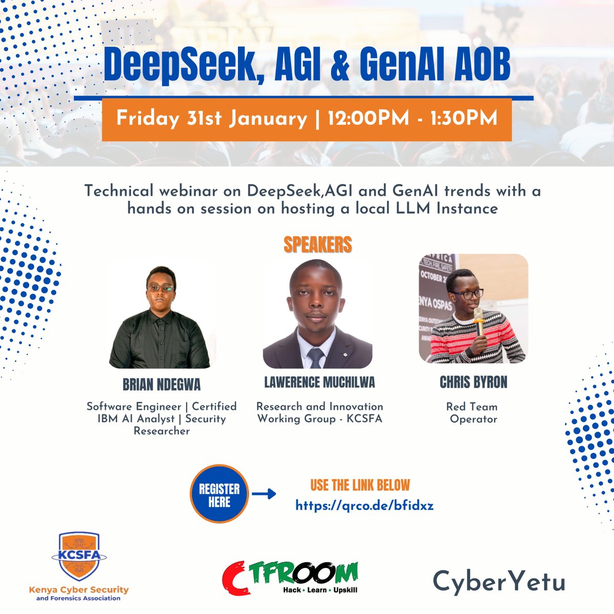 kcsfa's tweet image. Our Research and Innovation team led by Lawrence @muchilwa will be hosting a technical session on AI tomorrow starting at 12PM to 1:30PM for free. 

This is in collaboration with @CTF_Room who are pioneering training in the region through cyber range platform

Register on time