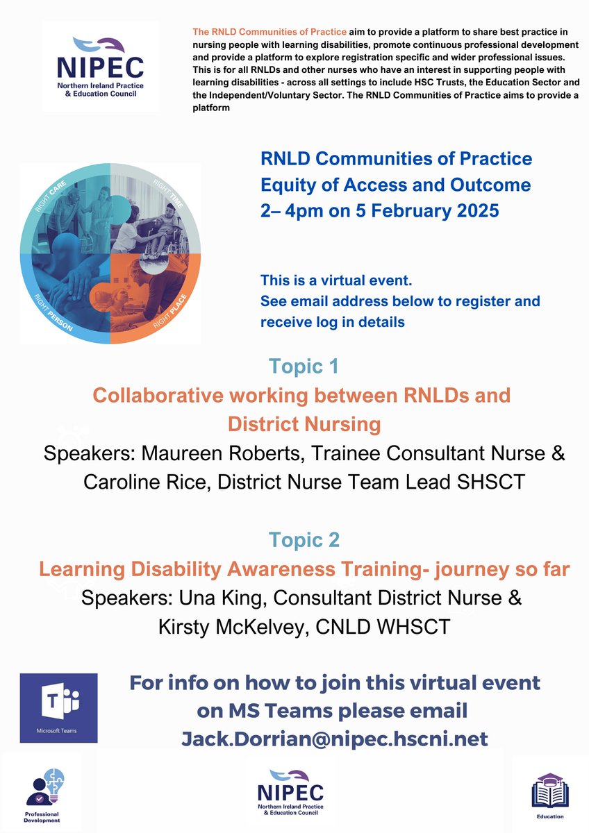 NIPEC (@nipec_online) on Twitter photo R U a RNLD or a nurse with an interest in supporting people with learning disabilities? Virtual event is for you! Hear about HSC work happening. Learn + connect Communities of Practice 5 Feb <a href="/Lindak973/">Linda Kelly, Registered Nurse</a> <a href="/MauRoberts71/">Maureen Roberts</a> Caroline Rice, Una King, Kirsty McKelvey R U a RNLD or a nurse with an interest in supporting people with learning disabilities? Virtual event is for you! Hear about HSC work happening. Learn + connect Communities of Practice 5 Feb <a href="/Lindak973/">Linda Kelly, Registered Nurse</a> <a href="/MauRoberts71/">Maureen Roberts</a> Caroline Rice, Una King, Kirsty McKelvey