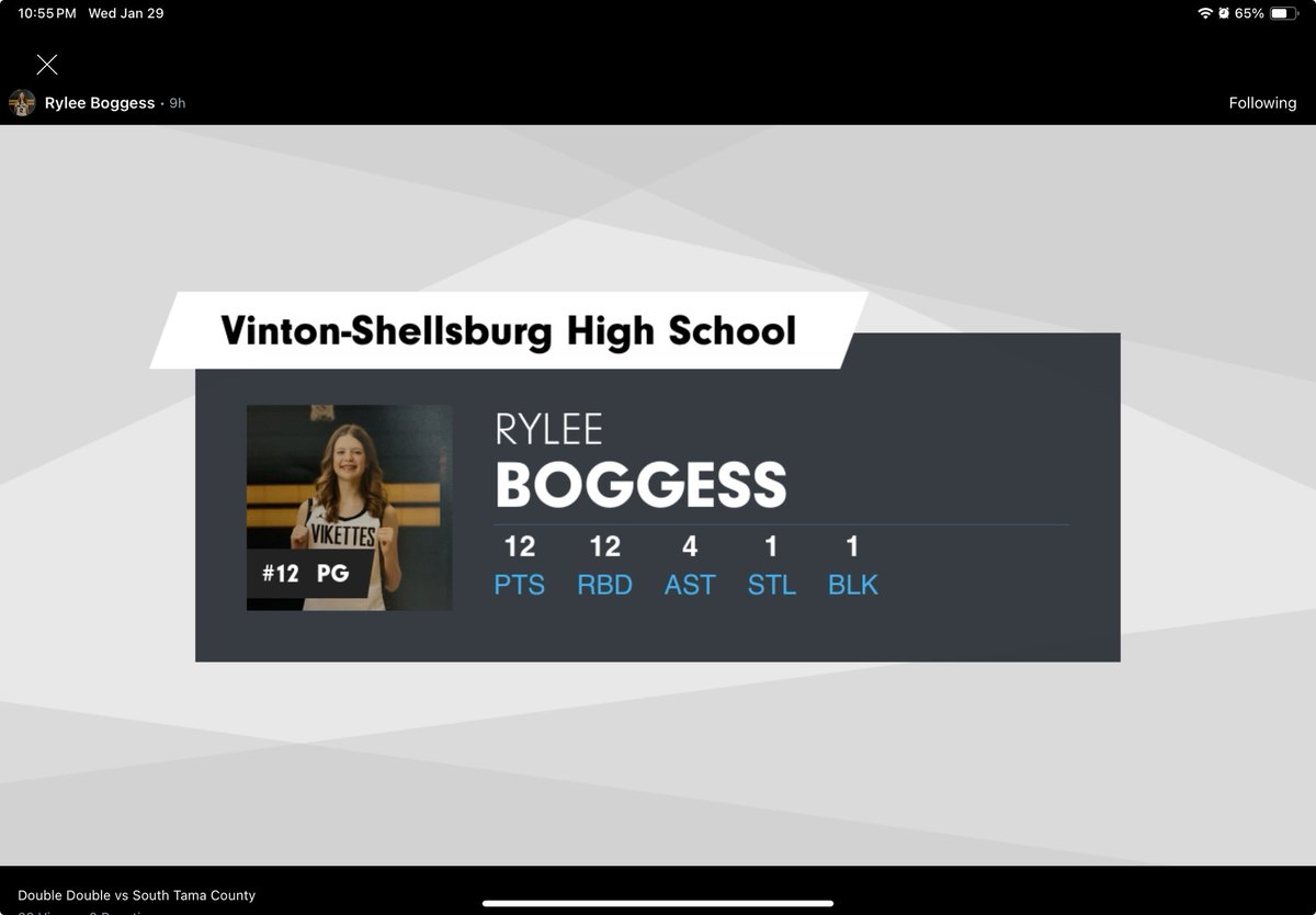 RyleeBoggess's tweet image. DOUBLE DOUBLE LETS GOOOOO 
8 offensive boards last night. Finally starting to find my game again!!!🔥🔥
