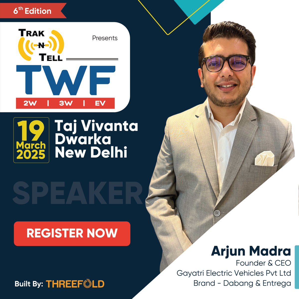 forum_two's tweet image. Join us for the 6th edition of the 2W, 3W &amp;amp; EV Forum on March 19, 2025, featuring Arjun Madra, Founder &amp;amp; CEO of Gayatri Electric Vehicles
30% discount: bit.ly/495TVtU
Raghav Shankar at +919599881027 or via email at raghav@threefold.in.
#twowheeler #threewheeler #ev