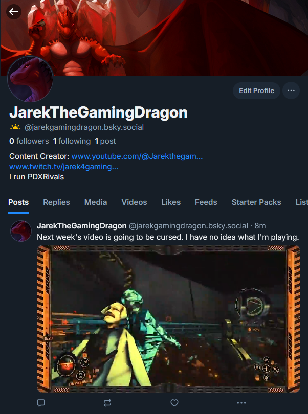 Jarek_Dragon's tweet image. I have made an account on the other site.
I'll post here when a new video goes up, but actual personality and conversation is going to be over there because this site kinda sucks.
JarekTheGamingDragon find me over there
bsky.app/profile/jarekg…